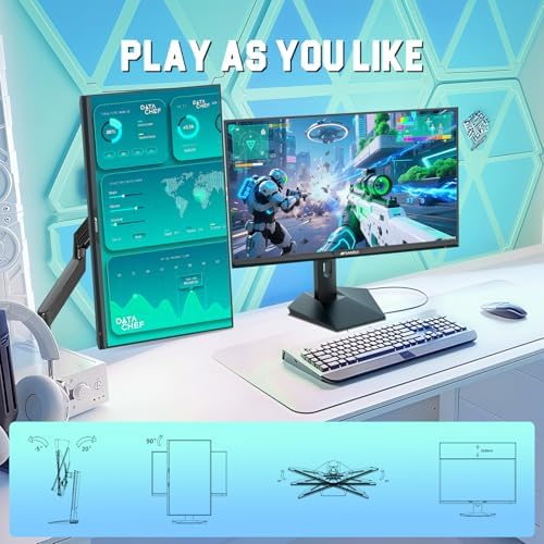 SANSUI Gaming Monitor 27" 1440P 200Hz 180Hz WQHD 2560×1440-AMD FreeSync 1ms DCI-P3 95% Fast IPS Computer Monitor,Height Adjustable Vertical/Horizontal Rotating, 2×DisplayPort/HDMI 丨HDR丨Low Motion Blur - Image 7