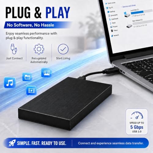 1TB External Hard Drive USB 3.0, 2.5-Inch, Black - Image 4