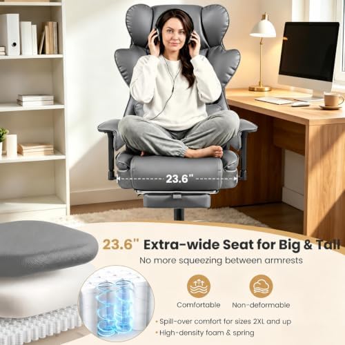 Big and Tall Office Chair 500 lbs, 23.6" Wide Seat,PU Leather - Image 6