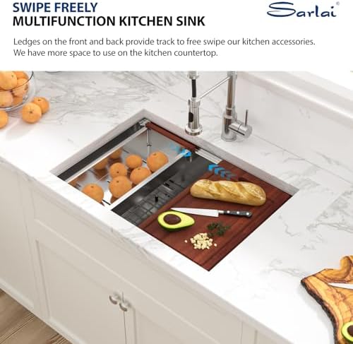 Sarlai 26 Undermount Kitchen Sink 26" x 19" Undermount Workstation Sinks - Image 4
