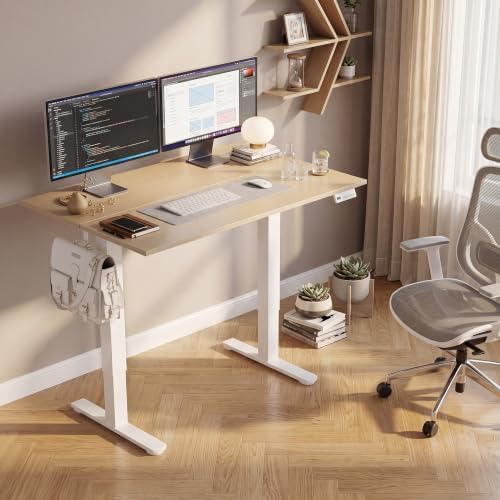 Claiks Electric Height Adjustable Standing Desk, 55x24 Inch, Nature - Image 2