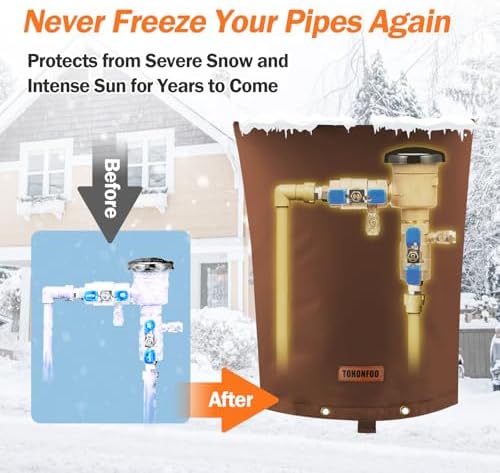 TOHONFOO Backflow Preventer Cover, Pipe Freeze Insulation, 16"Wx20"H, Brown - Image 3