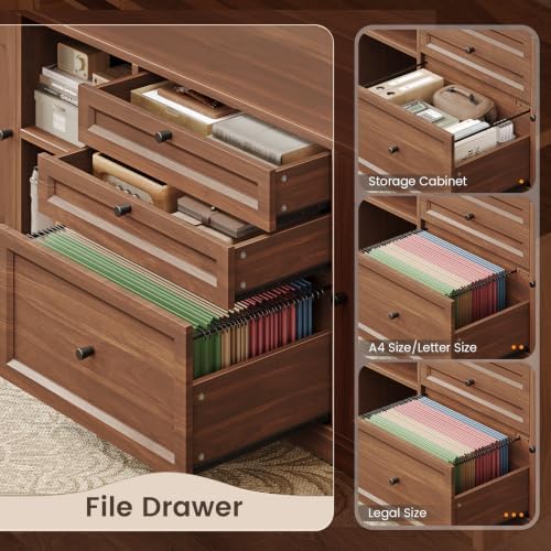 SEDETA Farmhouse L Shaped Executive Electric Standing Desk with 6 Drawers - Image 5