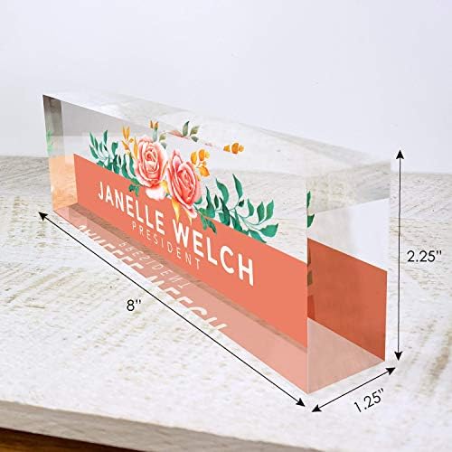 ARTBLOX Personalized Acrylic Desk Name Plate, Orange Roses Design - Image 3