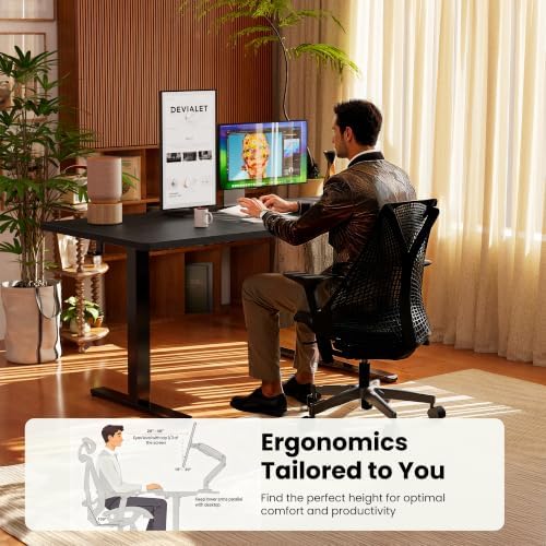 ErGear Height Adjustable Electric Standing Desk, 63 x 28 Inches Sit Stand up Desk, Memory Computer Home Office Desk, Carbon Fiber Black - Image 7