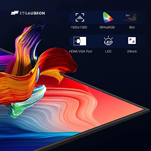 STGAubron 24 Inch Gaming Monitor,FHD 1920 x 1080P LED Display,HDMI,VGA - Image 4