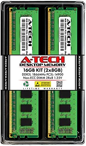 A-Tech 16GB Kit (2x8GB) DDR3/DDR3L 1866MHz PC3L-14900 (PC3-14900) CL13 UDIMM 2Rx8 1.35V Non-ECC DIMM 240-Pin Desktop RAM Memory Upgrade Modules by A-TechComponents
