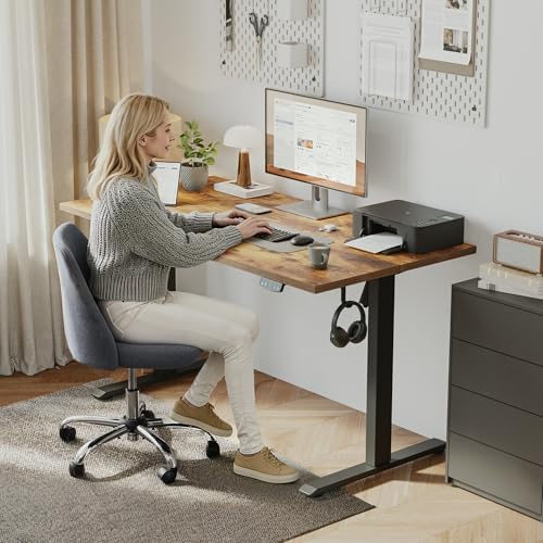 Klicelor 63 Inch Large Electric Standing Desk, Height Adjustable Office Desk, Sit Stand Up Computer Gaming Desk with Memory Preset, Three-Piece Desktop, Rustic Brown - Image 2