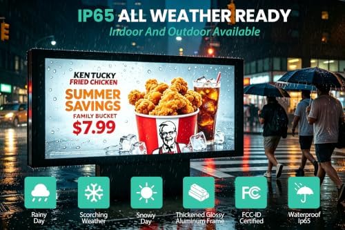 HCTCPALS P5 Outdoor LED Sign 65''x34'' Full-Color Programmable Digital Message Board High-Brightness IP65 Waterproof LED Display with WiFi & USB Control,Scrolling Message Board for Business Advertising-Text/Image/Video - Image 6