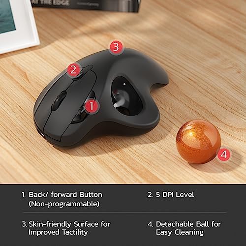 Nulea M501 Wireless Trackball Mouse Ergonomic Thumb Control, 4 DPI Levels - Image 7