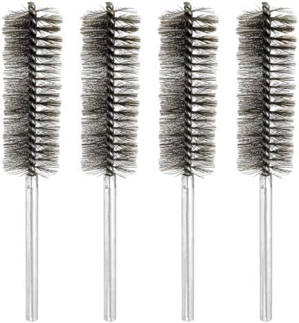 HARFINGTON 4pcs Wire Bore Brush Set 8 Inch Length 1.4 Inch Shank Stainless Steel Bristles Cleaning Brush for Clean Car Part Tube Kitchen Garage by HARFINGTON
