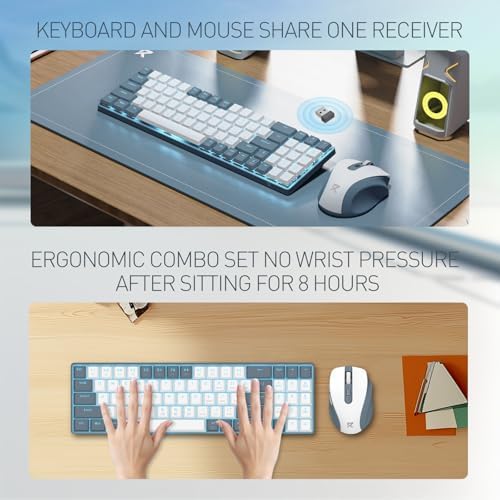 Redragon BS8773 Wireless Keyboard and Mouse Combo, 78 Keys 2.4Ghz Wireless Low-Profile Mechanical Red Switch Keyboard w/Slim Compact Design & Single Blue Backlit, Comfort Grip 2400 DPI Max Mouse - Image 4