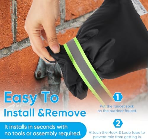 24 Pack Outdoor Faucet Covers for Winter - 6.7"W x 8.3"H Outside Hose Bib Spigot Covers Protector Socks for Winter Freeze Protection Insulation Reusable Waterproof Insulated backflow Cover,Black - Image 5