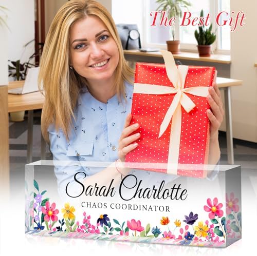 Custom Office Name Plate for Desk - Name Plate Personalized Gifts for Coworkers, Boss, Teacher, Social Worker - Acrylic Office Desk Decor for Women Men - Employee Appreciation Gifts (Colorful) - Image 4
