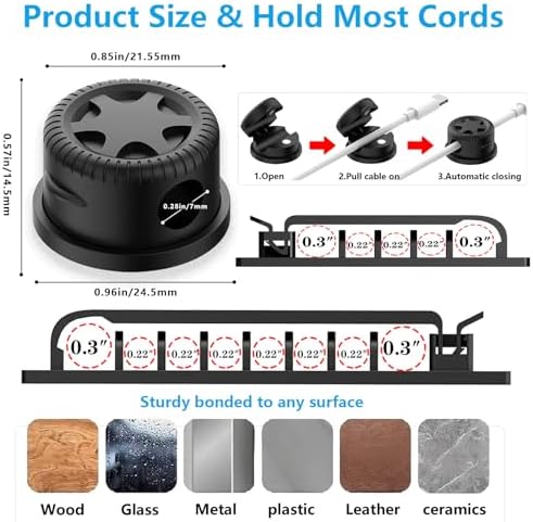ELII 328Pcs Cable Management Kit, 8 Magnetic Cable Holder 69 Cable Clips - Image 4