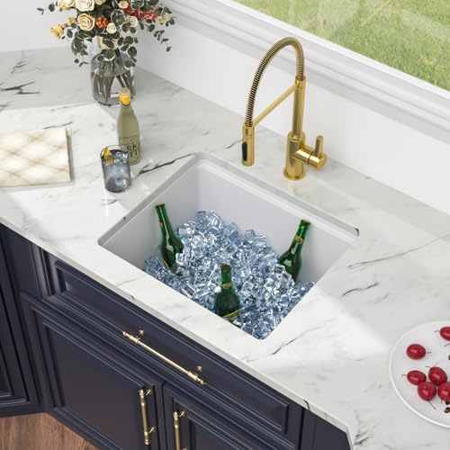 Kichae 21 White Undermount Bar Sink Small Prep Granite Composite Workstation - Image 5