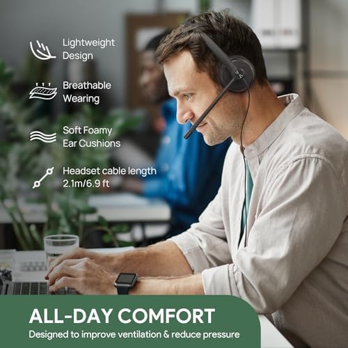 Yealink UH34 Lite Wired Headset,USB-A, Noise Canceling Mic,in-Line Controls - Image 2