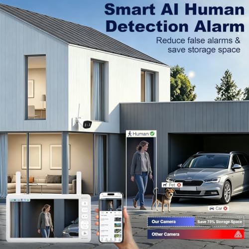 VTimes 4Pcs Smart Home Security Camera System with Monitor,AI Human Dection - Image 2