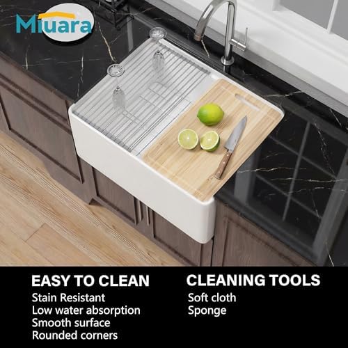 Miuara 24 x 18 Inch Small Apron Front Farmhouse Workstation Kitchen Sink - Image 5