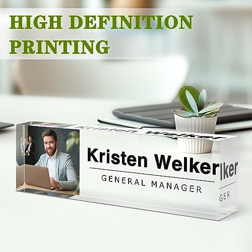 Custom Name Plate for Desk, Personalized Desk Name Plate with Photo, Office Desk Decor for Women Men, Acrylic Desk Accessories, Office Gifts for Boss Manager Teacher, Employee Appreciation Gifts - Image 4