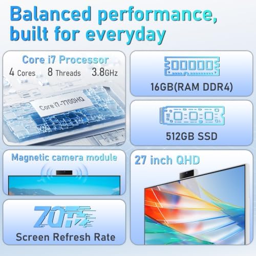 suevery 27" All-in-One Core i7 16GB DDR4 RAM Desktop Computer White - Image 2