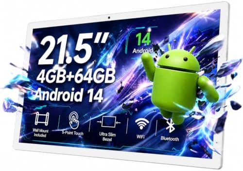 21.5 Inch Android Digital Signage Display, RK3576 Octa-Core, Android 14 Touch Screen Tablet, 4GB RAM 64GB ROM, FHD IPS 10-Point Touchscreen, WiFi 6, Bluetooth 5.4, VESA Wall Mount, POE (White) by JEESTON
