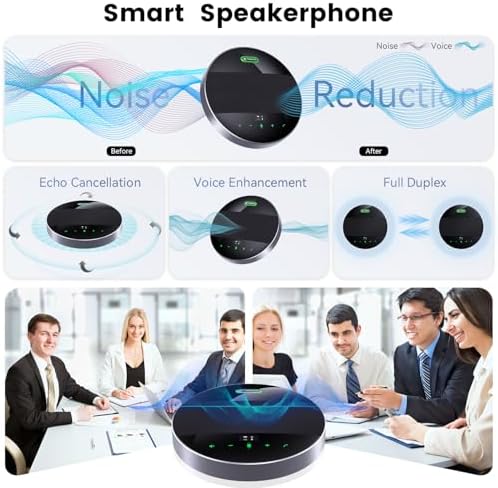 TONGVEO 2-in-1 Conference Speaker and Microphone, Daisy Chain Wireless Bluetooth Speakerphone with 360° omnidirectional mics USB/Dongle/Bluetooth Connection 18H Talk Time for 15-30 People Meeting - Image 2