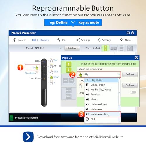Norwii N76 Bluetooth Presentation Clicker for PowerPoint Presentations - Image 5