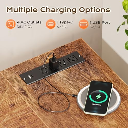 Huuger 55 Inch L Shaped Desk with Power Outlets & 0.95 Inch Thicker Desktop - Image 4