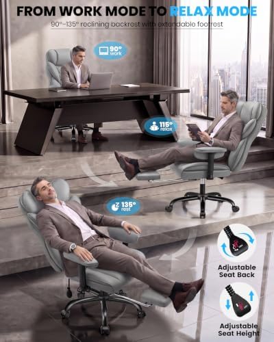 Office Chair, Big and Tall Executive Chair with Adjustable Lumbar Support - Image 5
