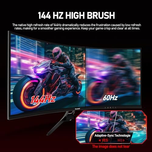 Gawfolk 34 Inch Ultrawide Curved 144Hz Gaming Monitor,UWQHD PC Screen - Image 5