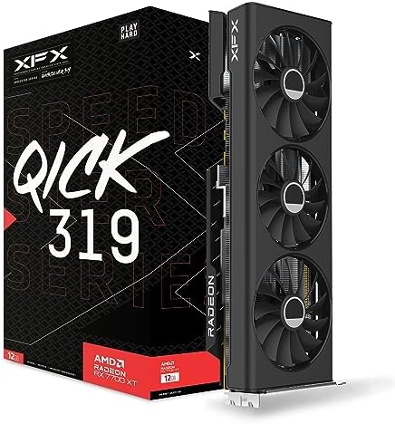 XFX Speedster QICK319 RX 7700 XT Black Gaming Graphics Card 12GB GDDR6 HDMI 3xDP, AMD RDNA 3 RX-77TQICKB9 by XFX