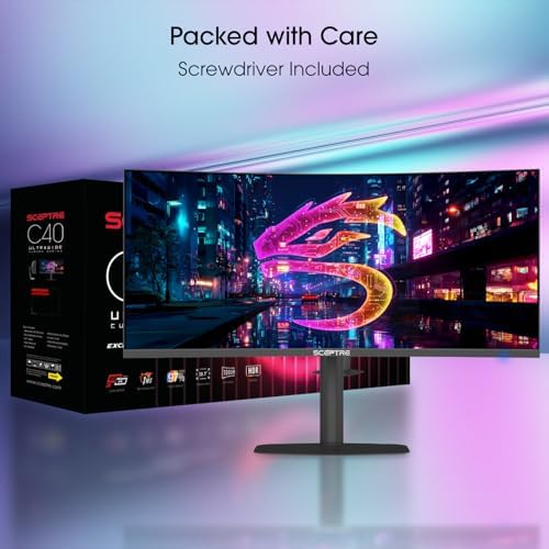 New! Sceptre Curved 39.7-inch 5K2K 5120 x 2160 UHD+ Prime Gaming Monitor up to 180Hz 1000R 1ms DisplayPort X2 HDMI X2 Build-in Speakers, Height Adjustable Machine Black 2027 (C415B-UUS360 Series) - Image 3