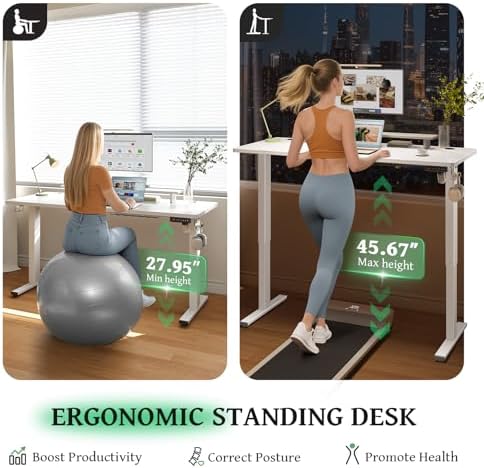 White 47x24 in Electric Standing Desk, 0.8 Inch Thick Tabletop - Image 3