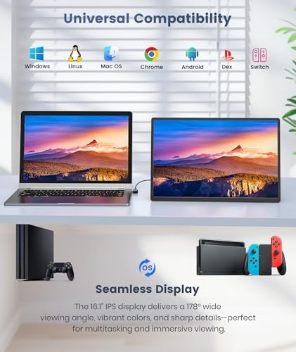 Synnov Portable Monitor, 16" 1200P FHD Laptop Screen Extender - Image 7