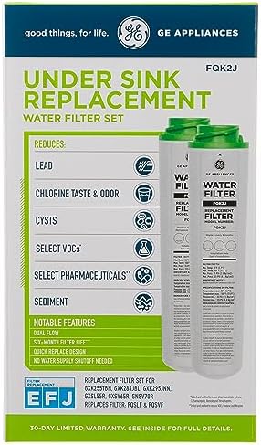 GE Under Sink Water Filter Replacement, Dual Flow, Reduces Sediment, Rust & Other Impurities from Water, Fits GXK255TBN Under Sink Filtration System, Replace Every 6 Months, FQK2J, 2 Filters - Image 6