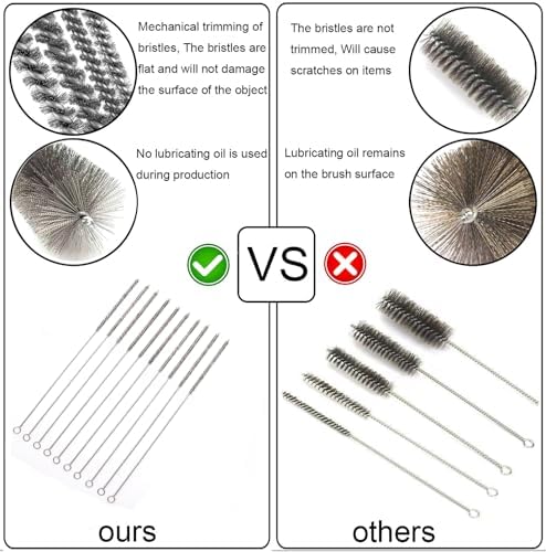 12 Inch Pipe Cleaning Brush Set with Stainless Steel Bristles, Steel Wire Tube Brush Kit for Auto Parts Polishing, Machining, Bottles, Tubes, Etc.（6mm-2pcs） - Image 5