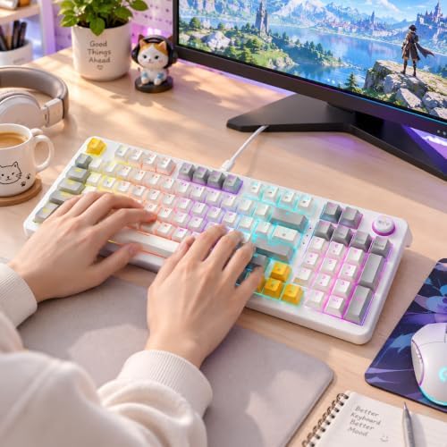 AK96 Red Switch Gaming Smart Mechanical Keyboard 96 Keys, White - Image 7