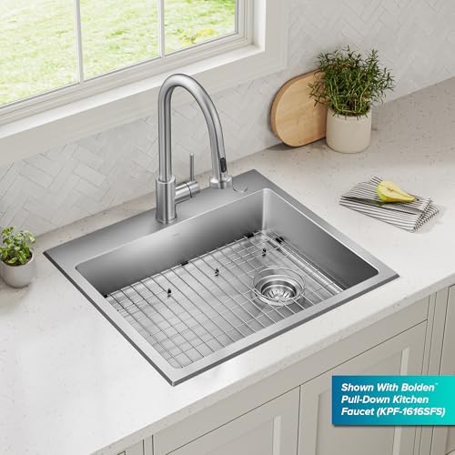 KRAUS Fairlane 25-inch ADA Compliant Drop In/Top Mount Single Bowl 18-Gauge Stainless Steel Kitchen Sink, KHT641-25-5.5 - Image 3
