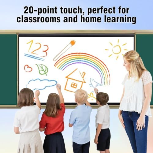 75" 4K Interactive Smart Whiteboard, Touchscreen TV, Digital Whiteboard for Office & Classroom - Android & Windows Dual System, Wireless Screen Sharing for Meetings & Teaching - Wall Bracket Included - Image 6