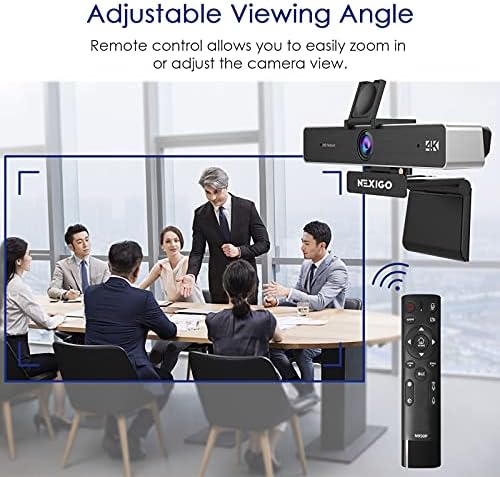 Zoom Certified, NexiGo N950P (Gen 2) 4K Zoomable Webcam, RF Remote, Sony_Starvis Sensor, 5X Digital Zoom, Pro Web Camera with Dual Stereo Mics - Image 3