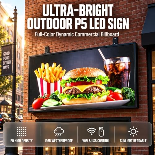 YWD P5 Programmable LED Sign 65"x33.5" Scrolling Message LED Display Board - Image 2