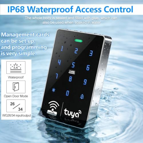 WiFi TUYA Complete Security Access System Kit with Waterproof RFID Touch Keypad Door Lock, Smart Remote Door Opener, App，600-Pound Electric Magnetic Lock + ZL, Metal Sensor Switch, Doorbel - Image 2