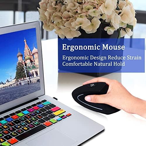 Ergonomic Mouse, High Precision Vertical Wireless Mouse, Rechargeable 2.4GHz Optical Vertical Mice, 3 Adjustable DPI 800/1200/1600 DPI, for Laptop, PC, Computer etc, Specially for Right-handers - Image 5