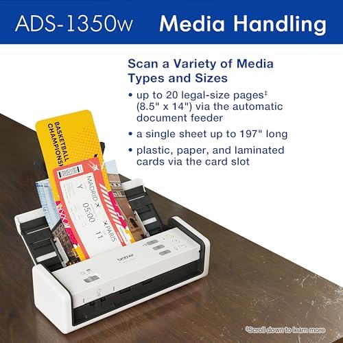 Brother ADS-1350W Wireless Compact Desktop Scanner | Scan Speeds of Up to 30ppm | Single Pass Double-Sided Scanning (Renewed Premium) - Image 5