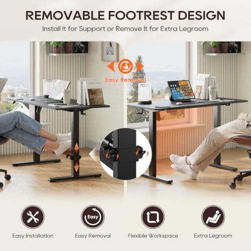 MALOL 47" x 24" Electric Standing Desk with Adjustable Footrest, Black - Image 5