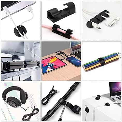 Cable Management Organizer Kit 2 Cable Sleeve Split with 41Self Adhesive Cable Clips Holder, 10pcs and 2 Roll Self Adhesive tie and 100 Fastening Cable Ties for TV Office Home Electronics etc - Image 7