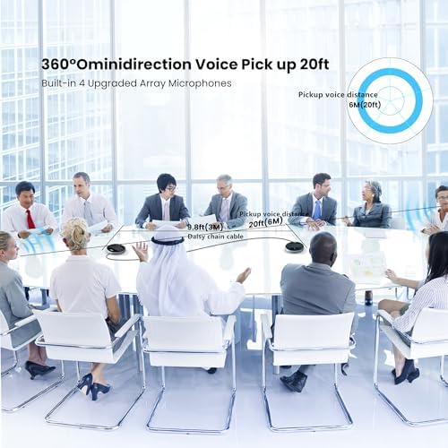 TONGVEO 2-in-1 Conference Speaker and Microphone, Daisy Chain Wireless Bluetooth Speakerphone with 360° omnidirectional mics USB/Dongle/Bluetooth Connection 18H Talk Time for 15-30 People Meeting - Image 6