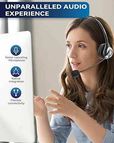 Wantek Corded USB Headsets Mono with Noise Cancelling Mic and in-line Controls, UC Business Headset for Skype, SoftPhone, Call Center, Crystal Clear Chat, Super Lightweight, Ultra Comfort (UC600) - Image 2