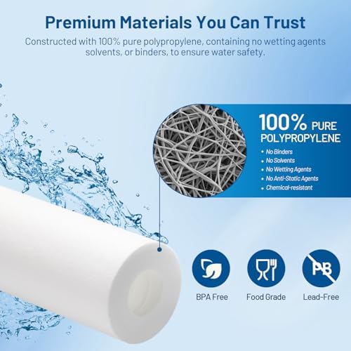 20 Micron 10" x 2.5" Whole House Sediment Water Filter Cartridge, 6 Pack - Image 3